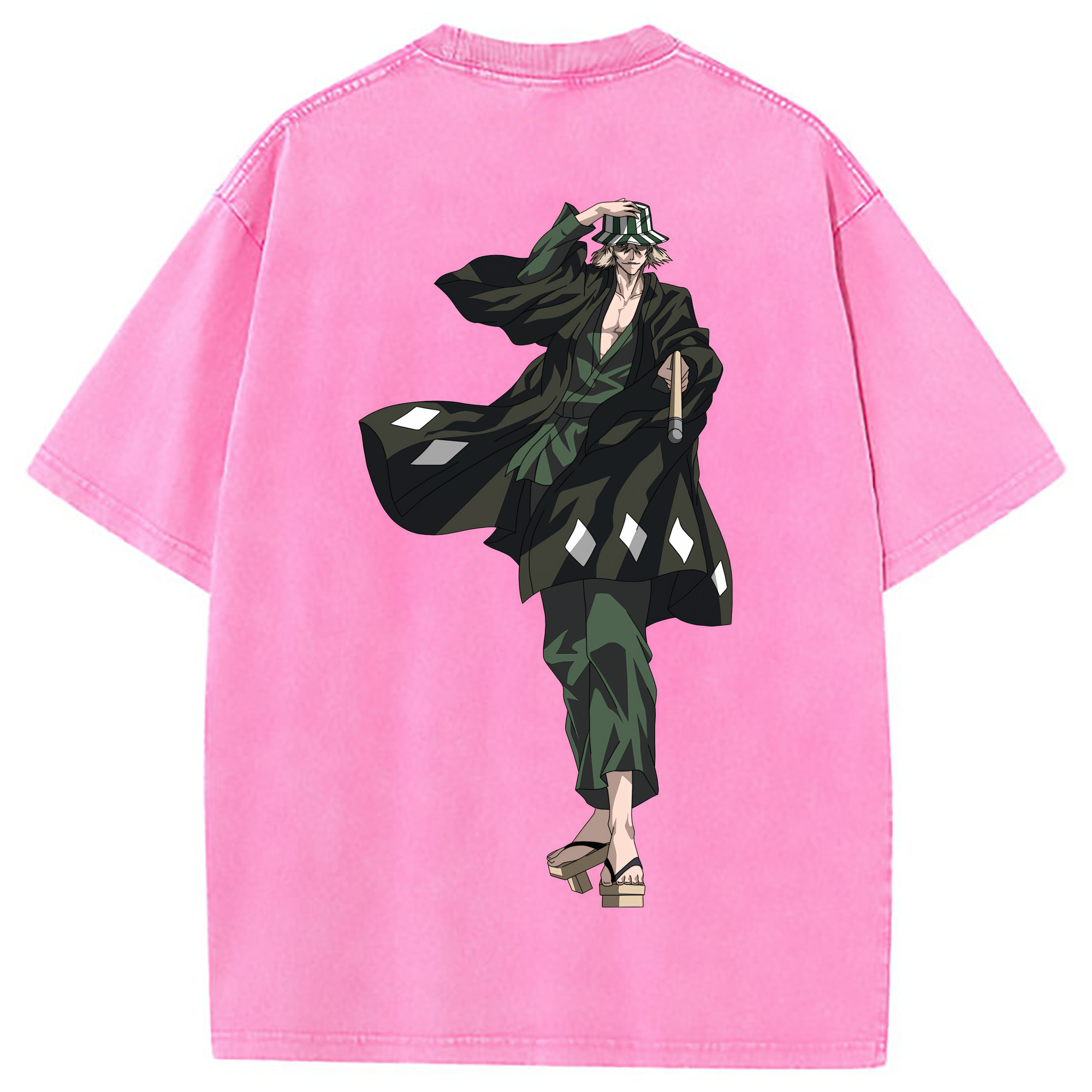 （画像用） "ブリーチ 浦原 喜助（うらはら きすけ） BLEACH Urahara Kisuke " 綿100% ヴィンテージ風 半袖Tシャツ（背面プリント）